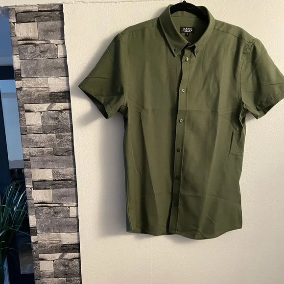 Short Sleeve Plain Oxford Muscle Shirt - Picture 4 of 10